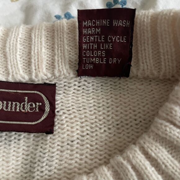 Vintage Year Rounder Sweater Men’s Medium Tan Striped Pullover Sweater - Picture 8 of 13